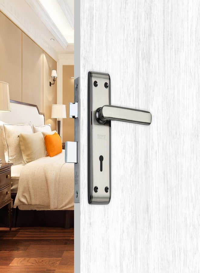 دوق طقم قفل نقر ديوك ثنائي اللون أسود فضي مقاوم للصدأ والتآكل، بمقبضين بطول 175 مم، قفل نقر نحاسي، 3 مفاتيح مطلية بالكروم، براغي ومحور للأبواب الرئيسية والغرف - طقم نقر 612 - Image 1